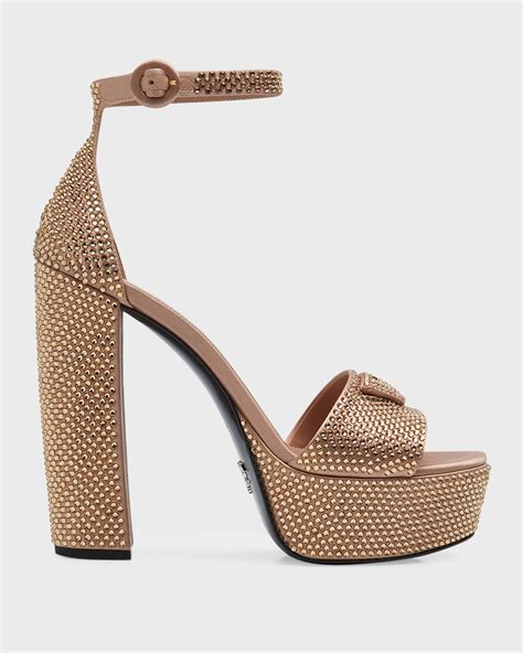 prada double strap croc-effect sandals browns|Prada platform sandals.